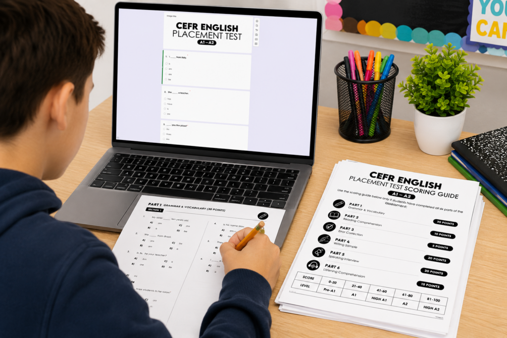 print and digital ESL placement diagnostic level tests