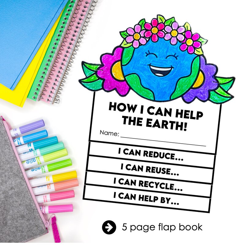 Earth Day flap book ESL writing craft activity