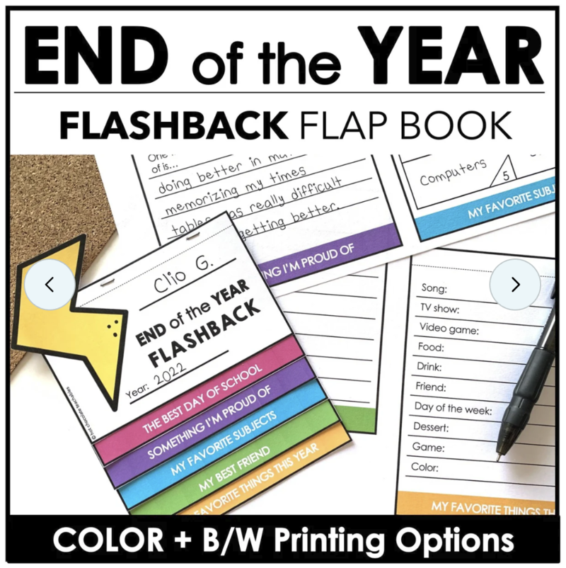 End of year flap book ESL reflection activity