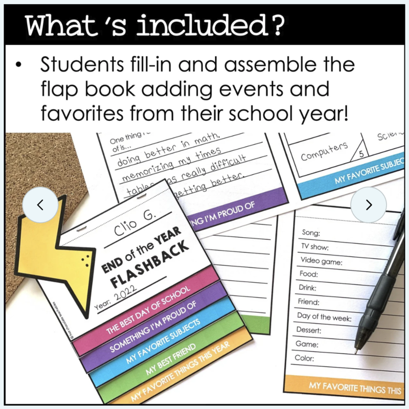 Looking back at the year ESL flip book activity