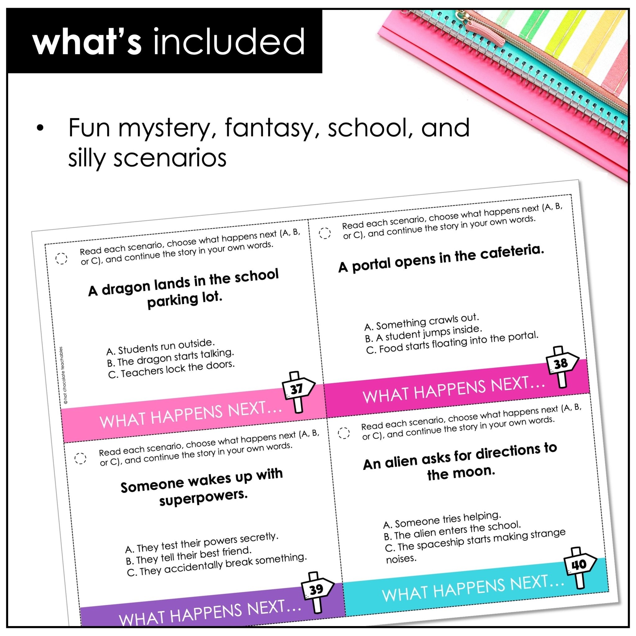 Choose your own adventure speaking task cards that build storytelling and prediction skills