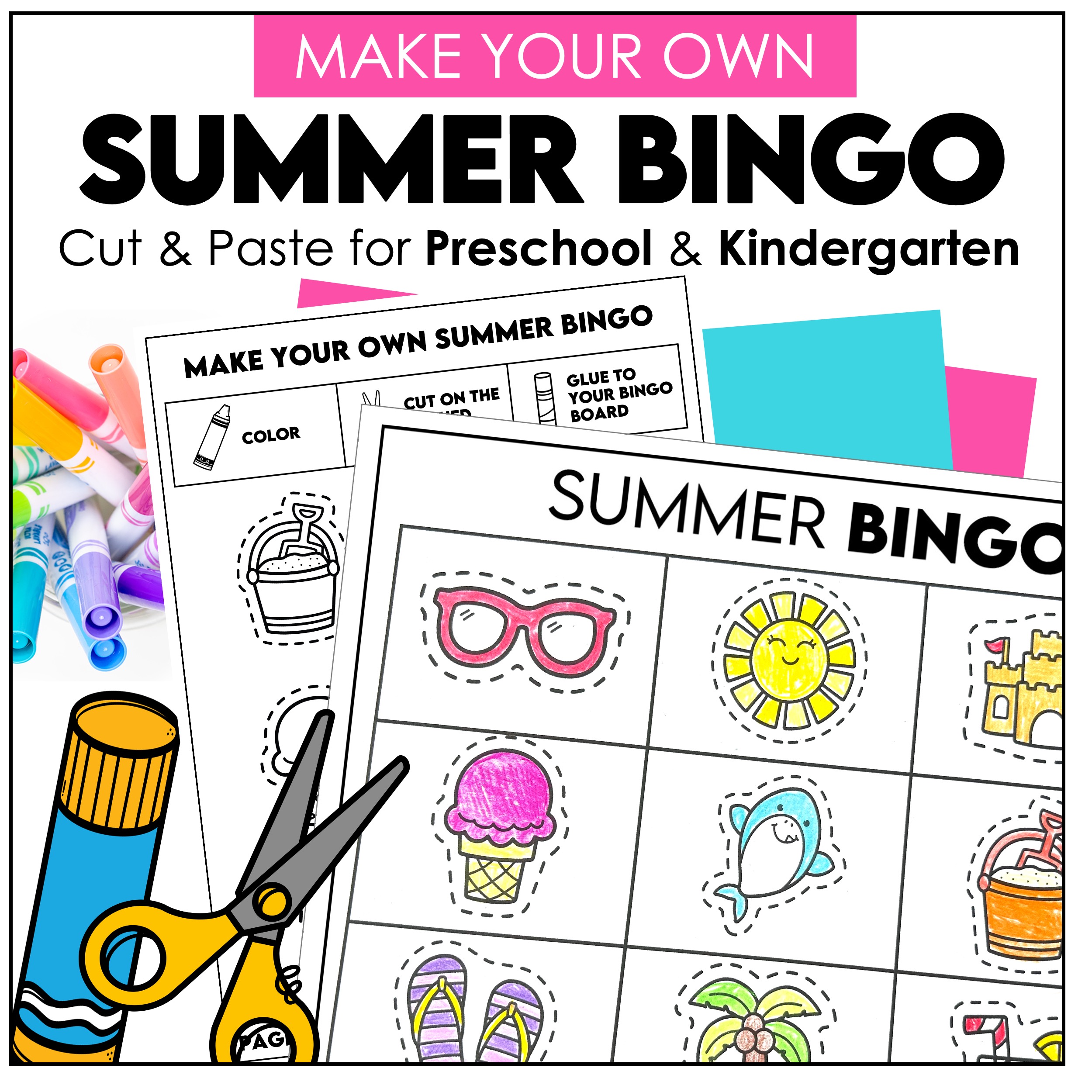 Make your own summer bingo activity printable for preschool and kindergarten summer school