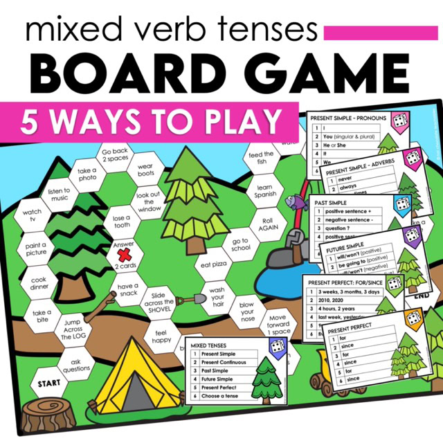 Mixed verb tenses board game ESL classroom activity