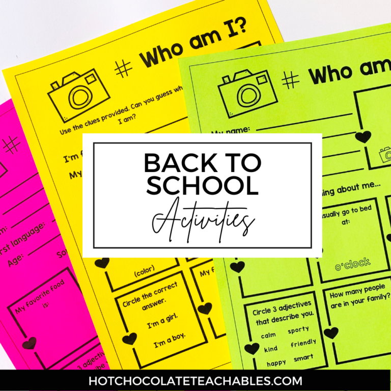 back to school activities for ESL