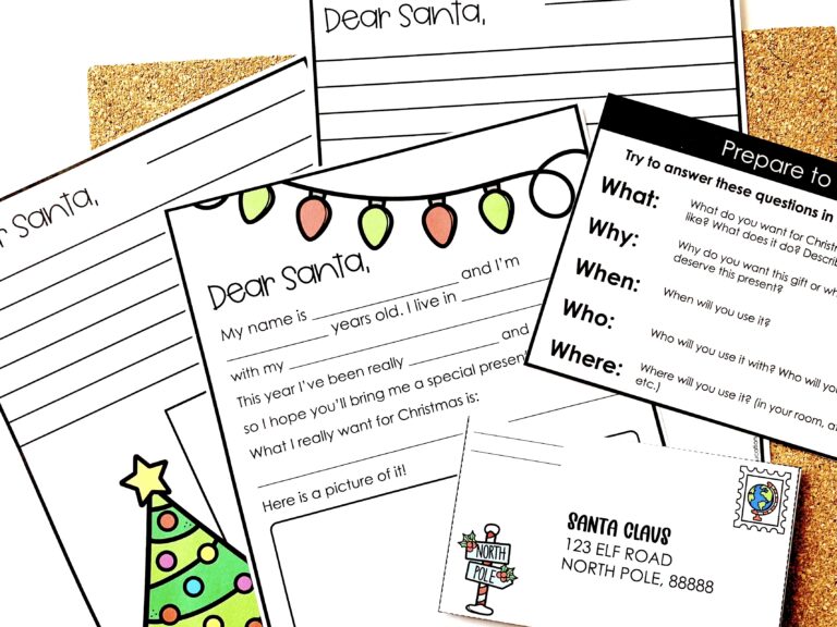 Dear Santa Guided Writing Activity for ESL