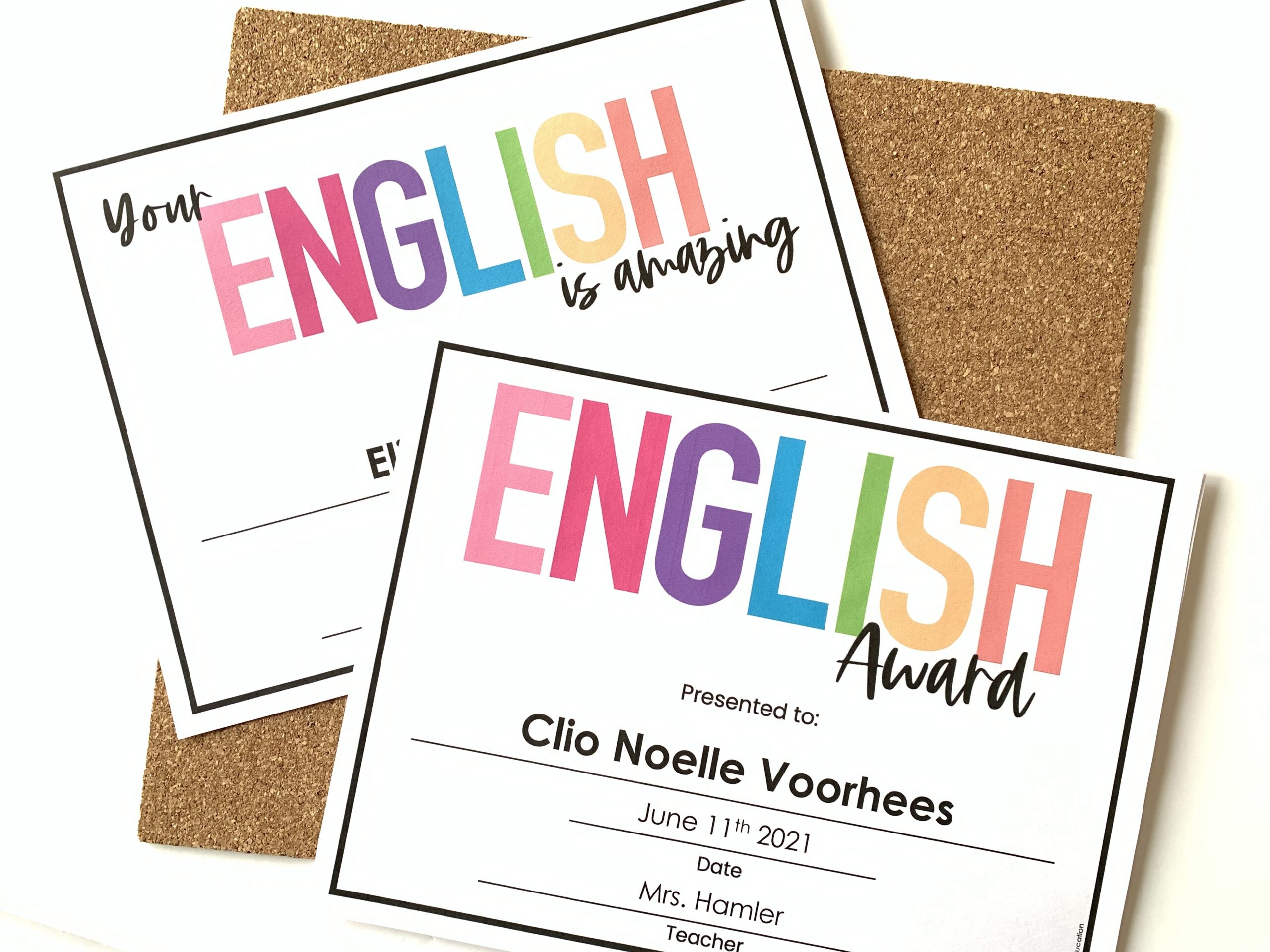 Editable Awards and certificates for English Classes ESL EFL ELL