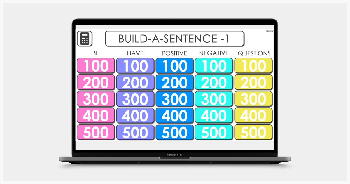 ESL JEOPARDY interactive game for grammar and vocabulary review