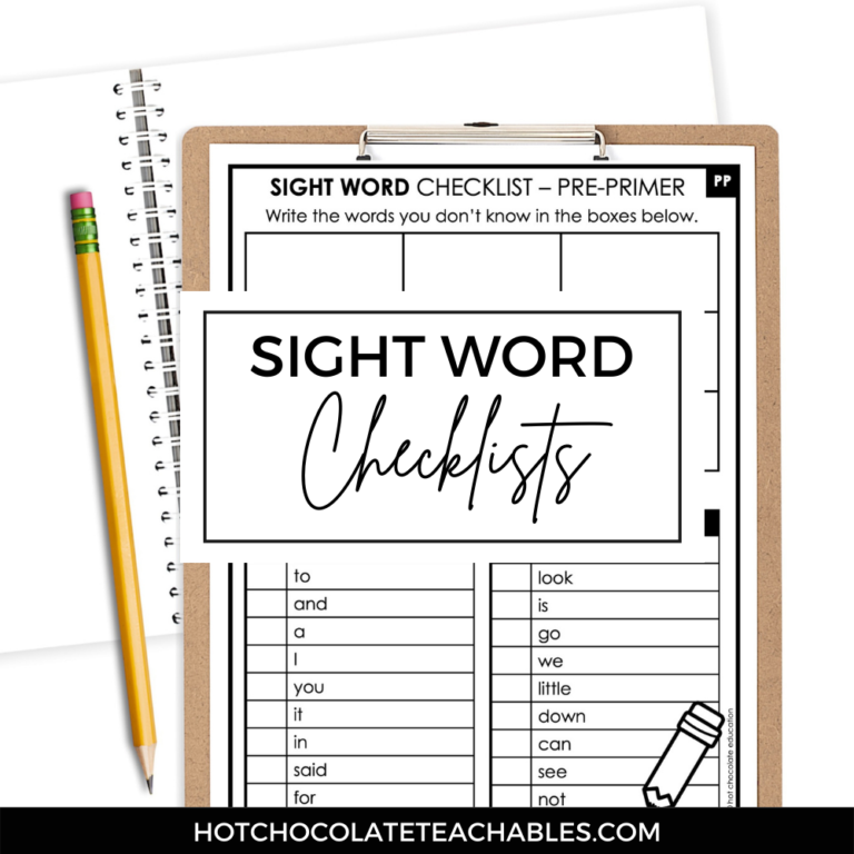 Sight Word Checklist Freebie