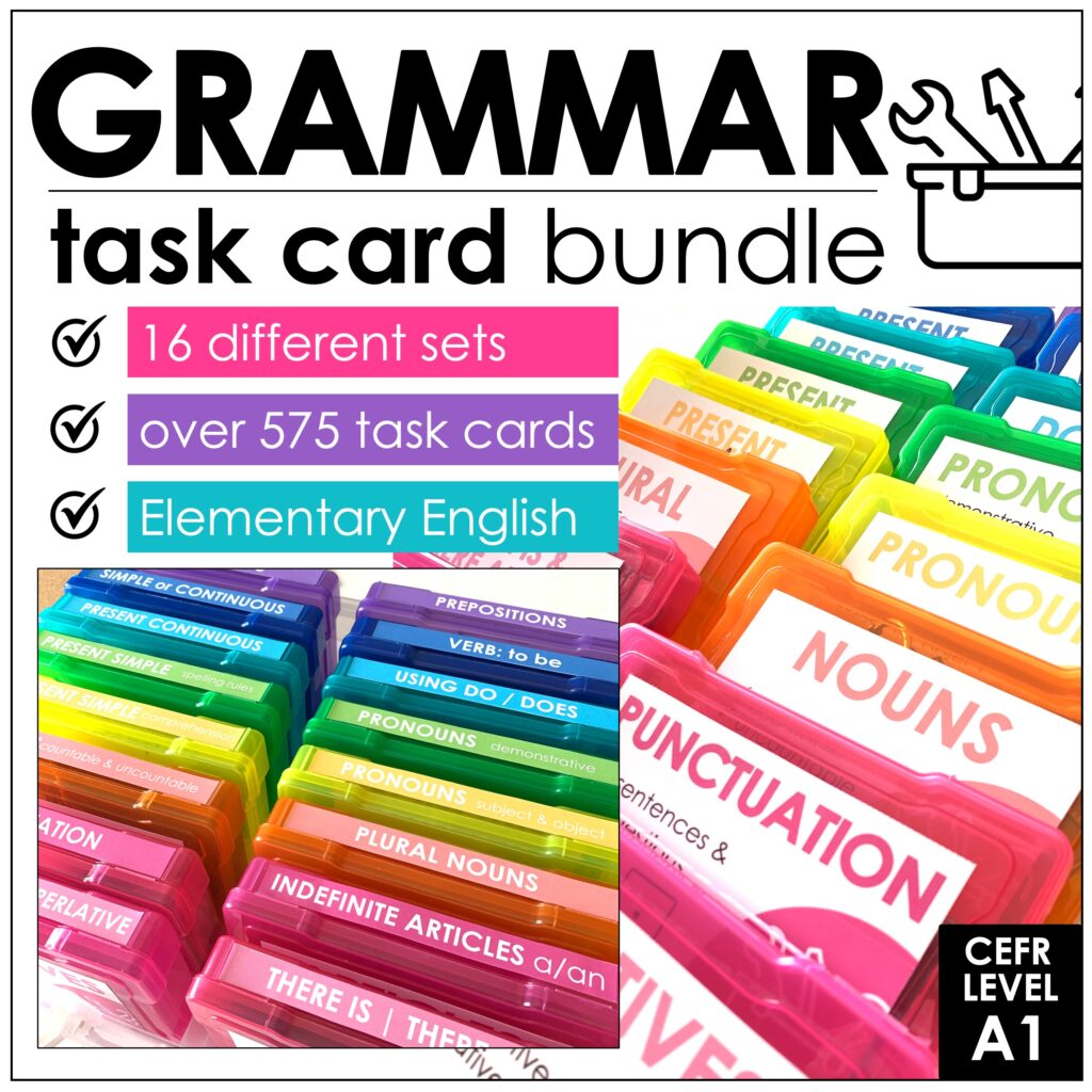esl task cards for grammar and parts of speech