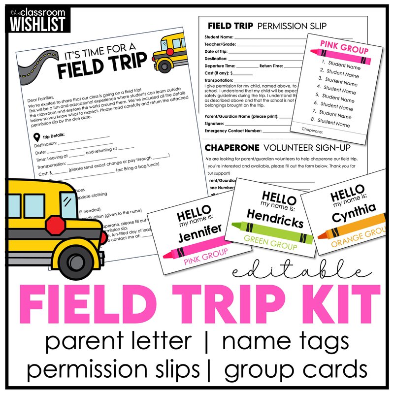 Editable Field Trip Permission Slip Templates for Teachers