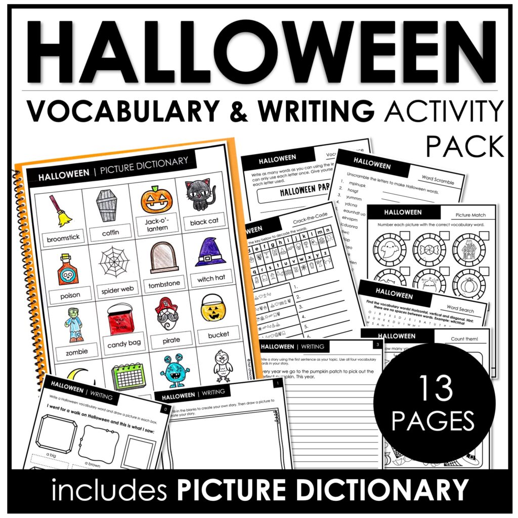 Halloween Worksheet and Vocabulary Pack for ESL