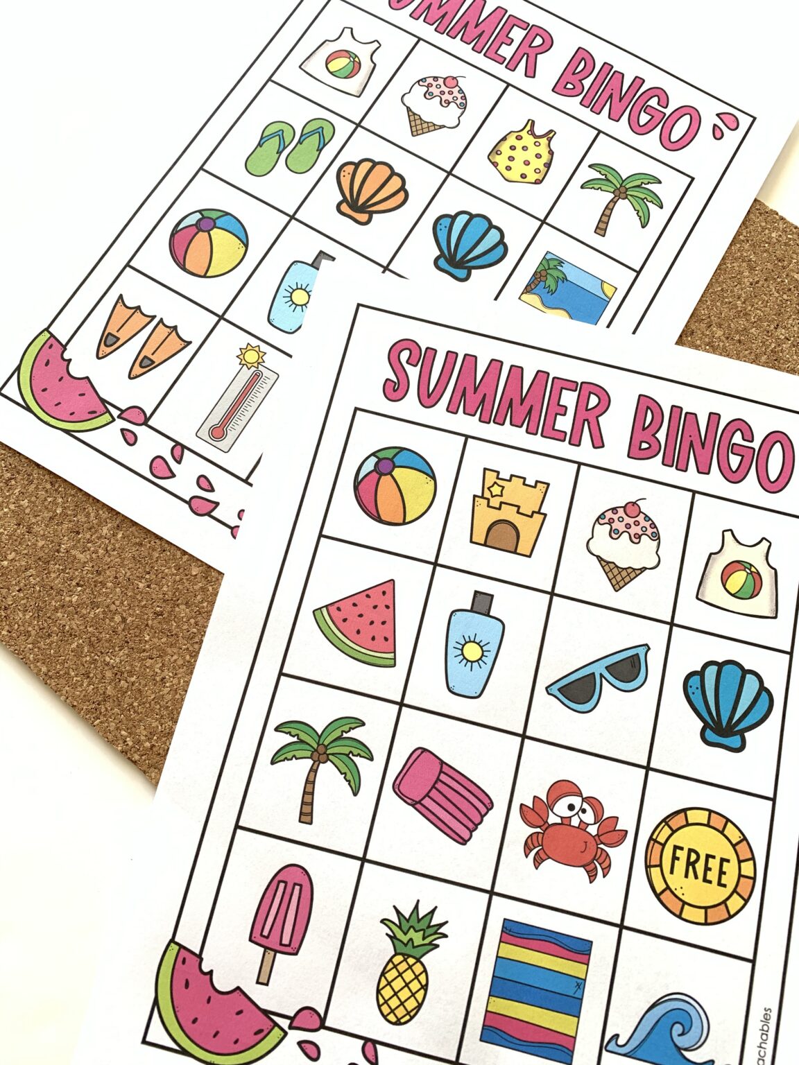 Summer Vocabulary Set - BINGO + FLASHCARDS - Hot Chocolate Teachables