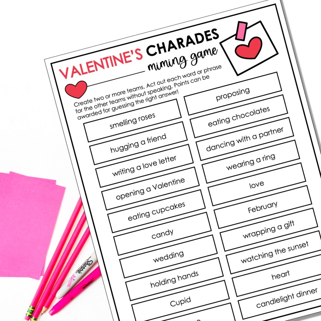 Valentines's Day Charades freebie