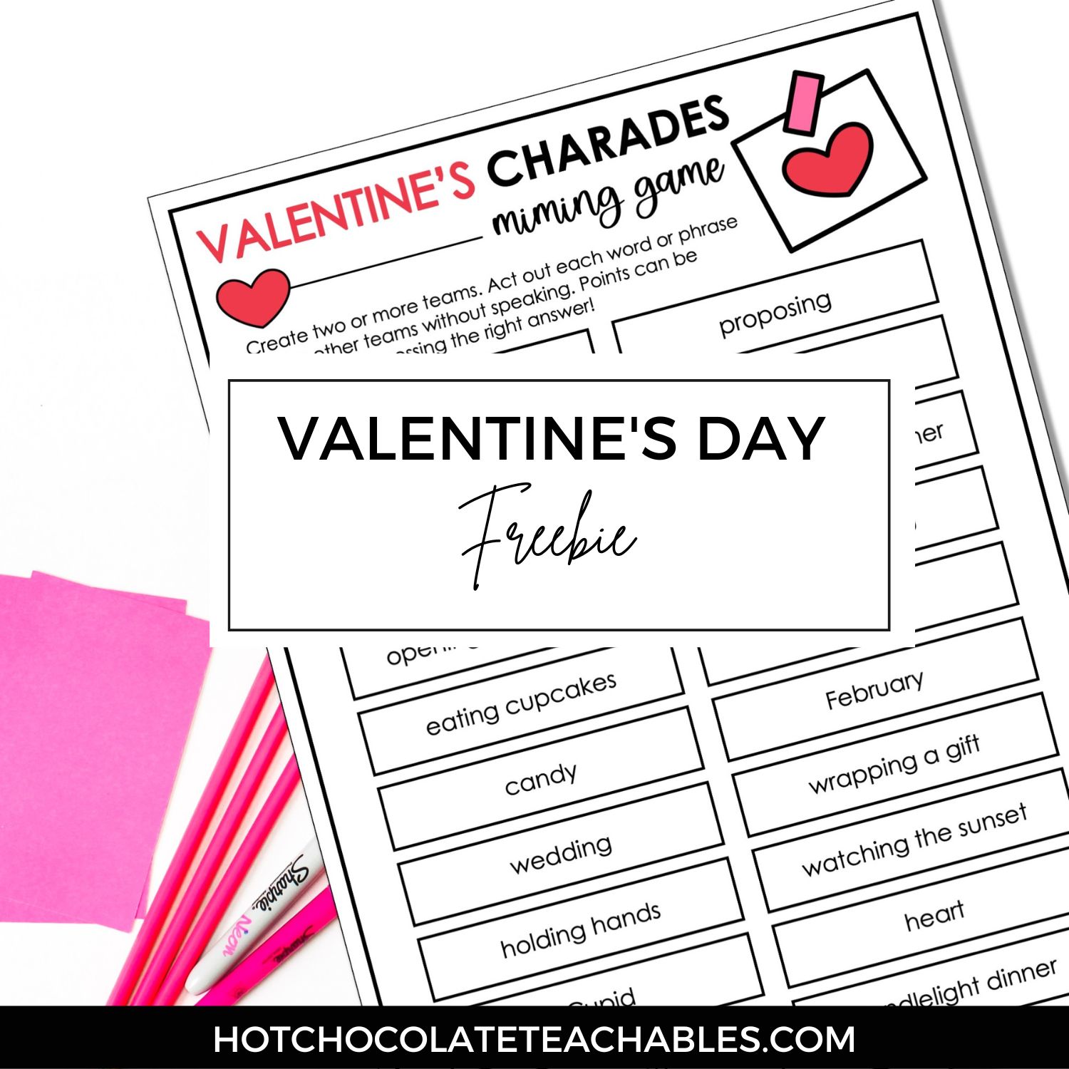 Valentine's Day Charades Party Game Freebie